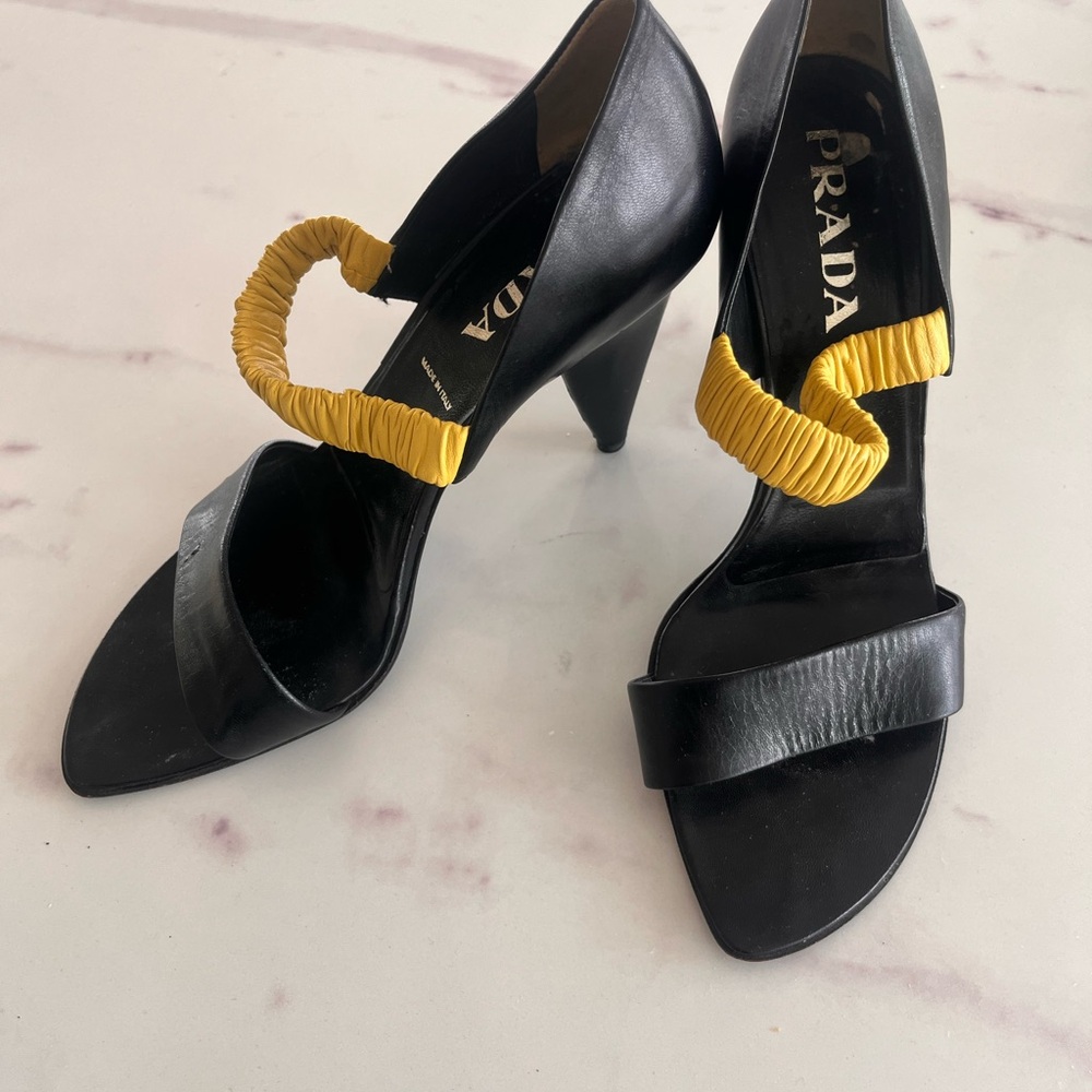 Prada Black and Yellow Women's Heels